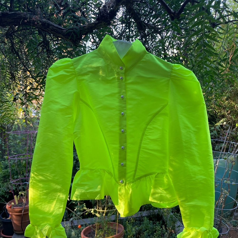 Batsheva Neon Green Grace Blouse NWOT